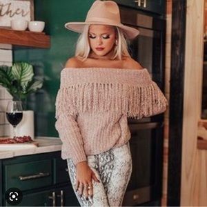 JODIFL Off the shoulder sweater with fringe